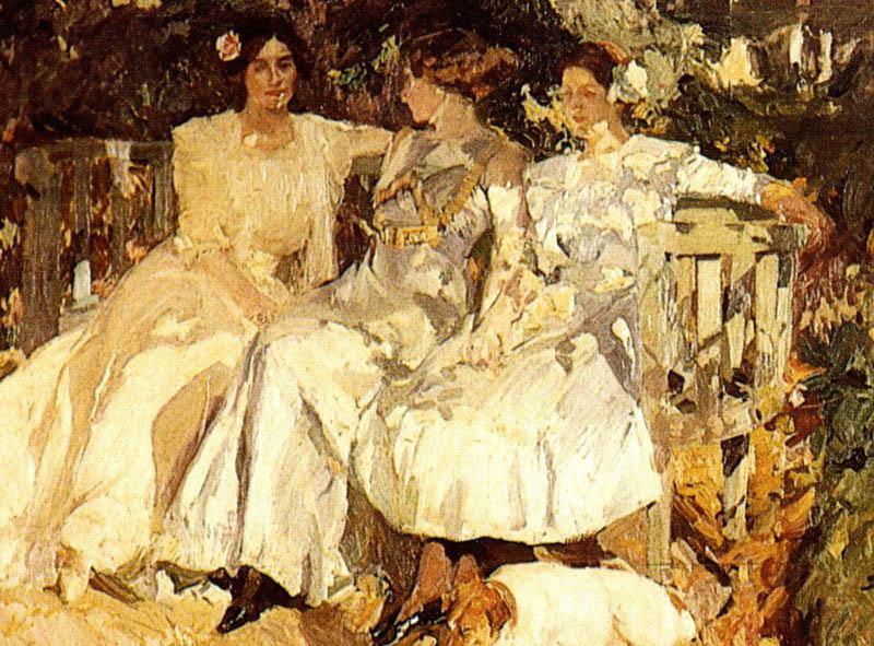 Joaquin Sorolla My Wife and Daughters in the Garden, Sweden oil painting art